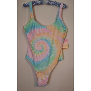 Pastel Tie-Dye Size Large 12/14 Cheeky High-Leg One Piece Swimsuit Stoney Clover